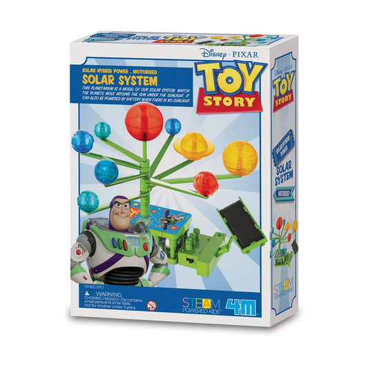 Toy Story solar system model packaging with Buzz Lightyear on a white background