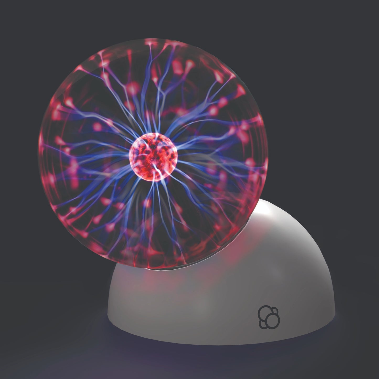 Plasma ball with colorful electric display on a dark background