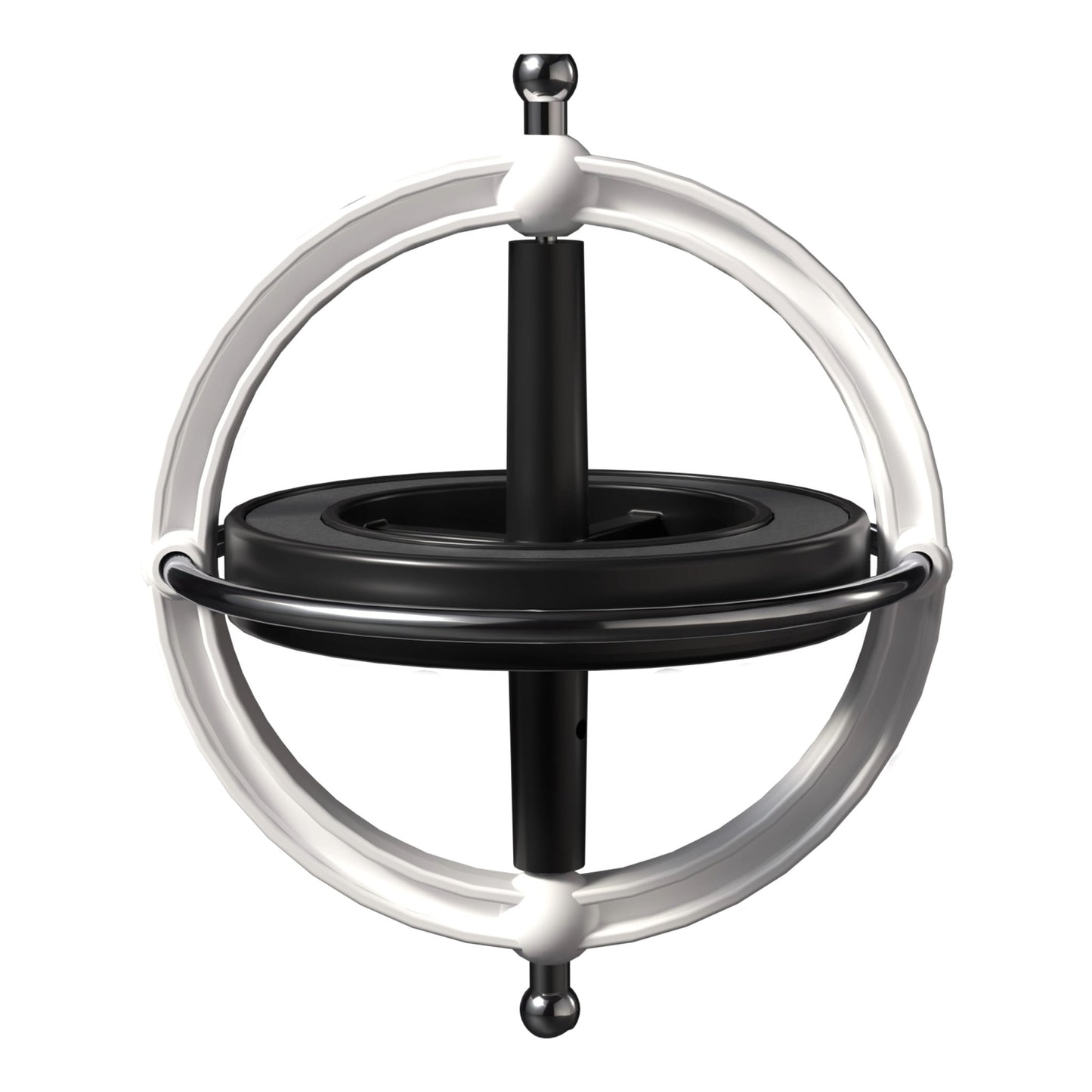 Black and white spherical object on a white background