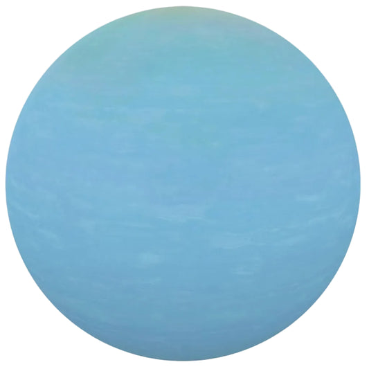An Edu-Sci Uranus coaster in its retail packaging, featuring a round light blue printed coaster visible through a clear plastic sleeve with a dark galaxy-patterned header card.