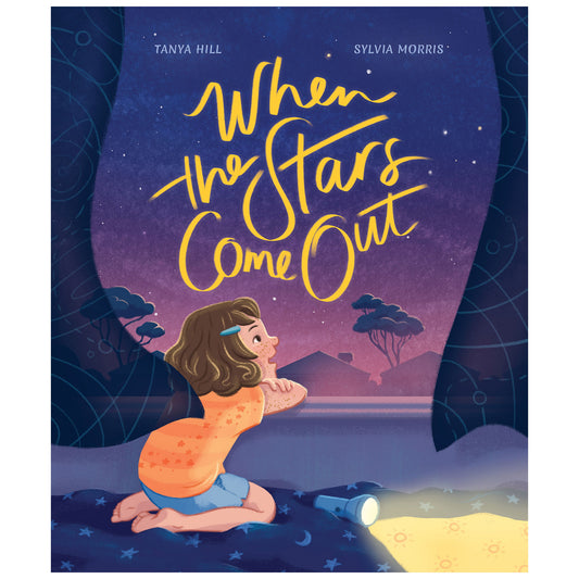 Book cover of 'When the Stars Come Out' with a child looking at a starry sky.