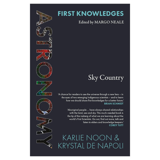 Book cover of 'First Knowledges: Astronomy' edited by Margo Neale, featuring colorful text design.