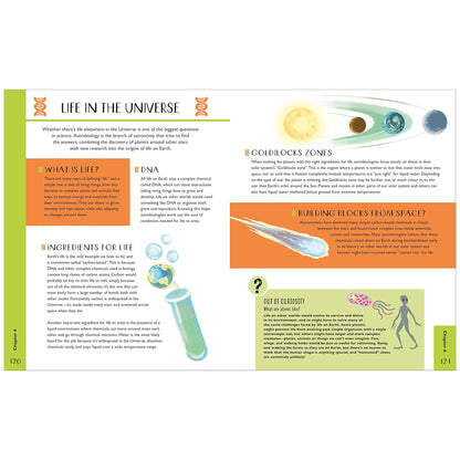 Educational page about life in the universe with diagrams and text.