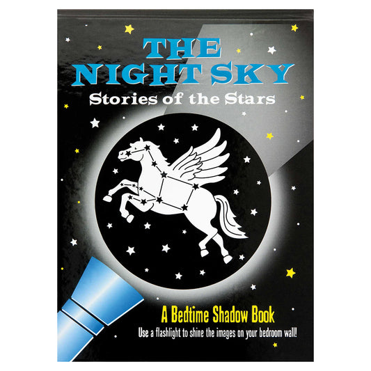 Book titled 'The Night Sky: Stories of the Stars' with a Pegasus illustration on a dark background.
