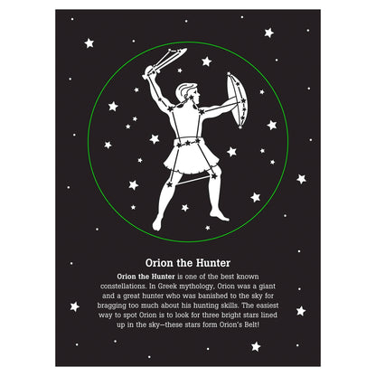 Illustration of Orion the Hunter with star constellation on a black background