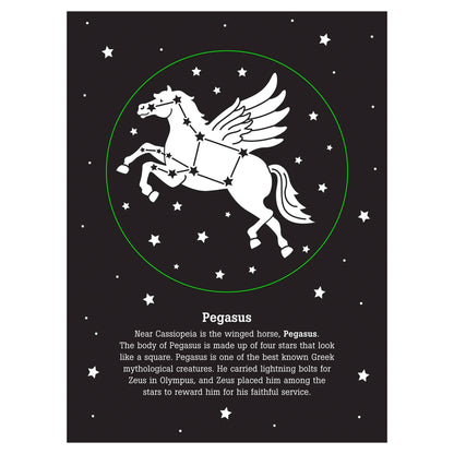 Illustration of Pegasus constellation with star markers on a black background
