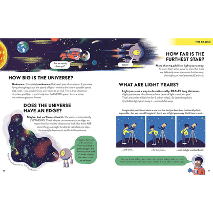 Educational page about astronomy with illustrations and text.