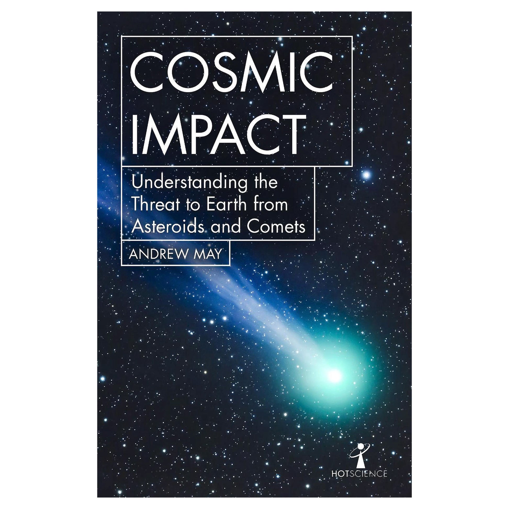 Book cover of 'Cosmic Impact' with a comet and starry sky background