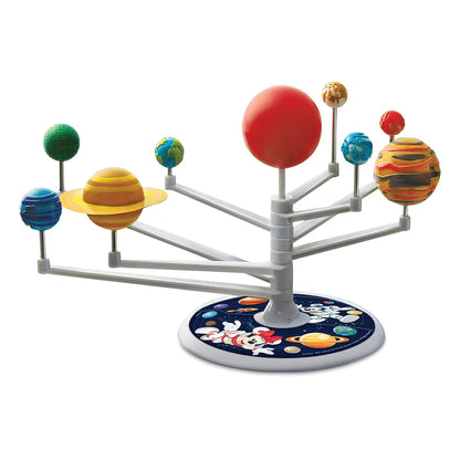 Colorful model of the solar system on a white background