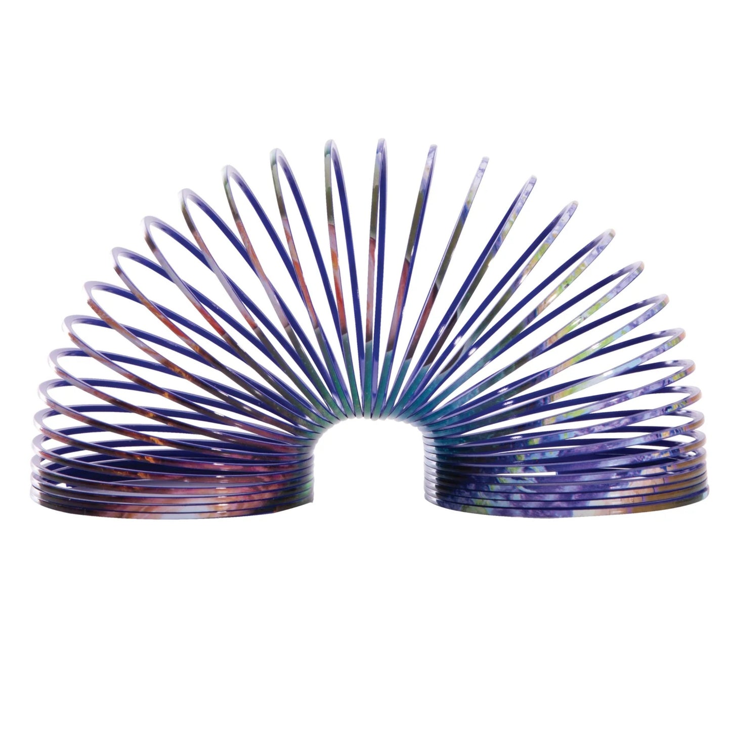 Colorful slinky toy on a white background