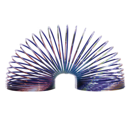 Colorful slinky toy on a white background