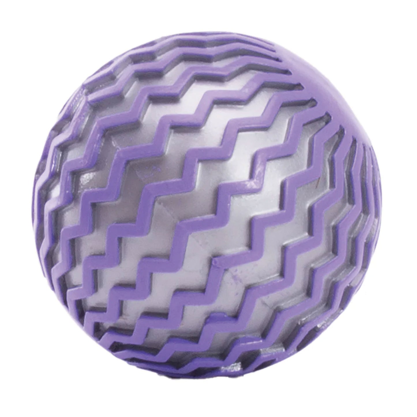 Purple and white textured ball on a white background