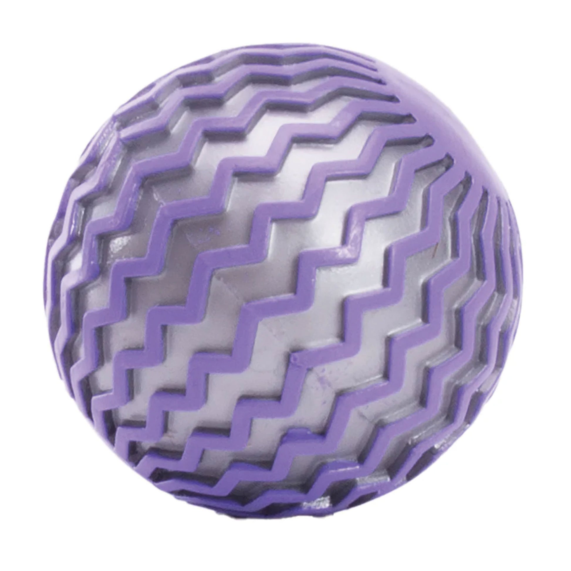 Purple and white textured ball on a white background