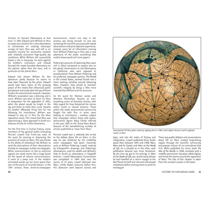 Book page with a map of Mars and text on a white background