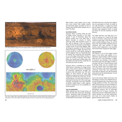 Page from a book or magazine about Mars, featuring images and text on its surface.