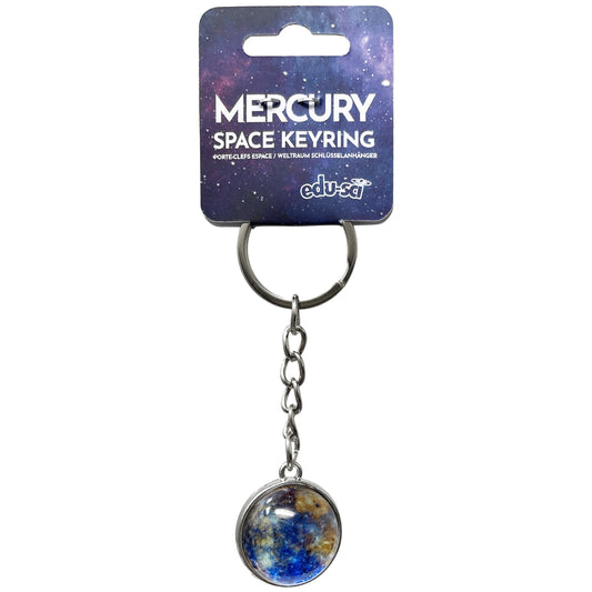 Mercury space keyring on a card with 'edu-sci' branding