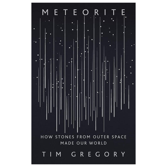 Book cover of 'Meteorite' by Tim Gregory with a black background and white text.