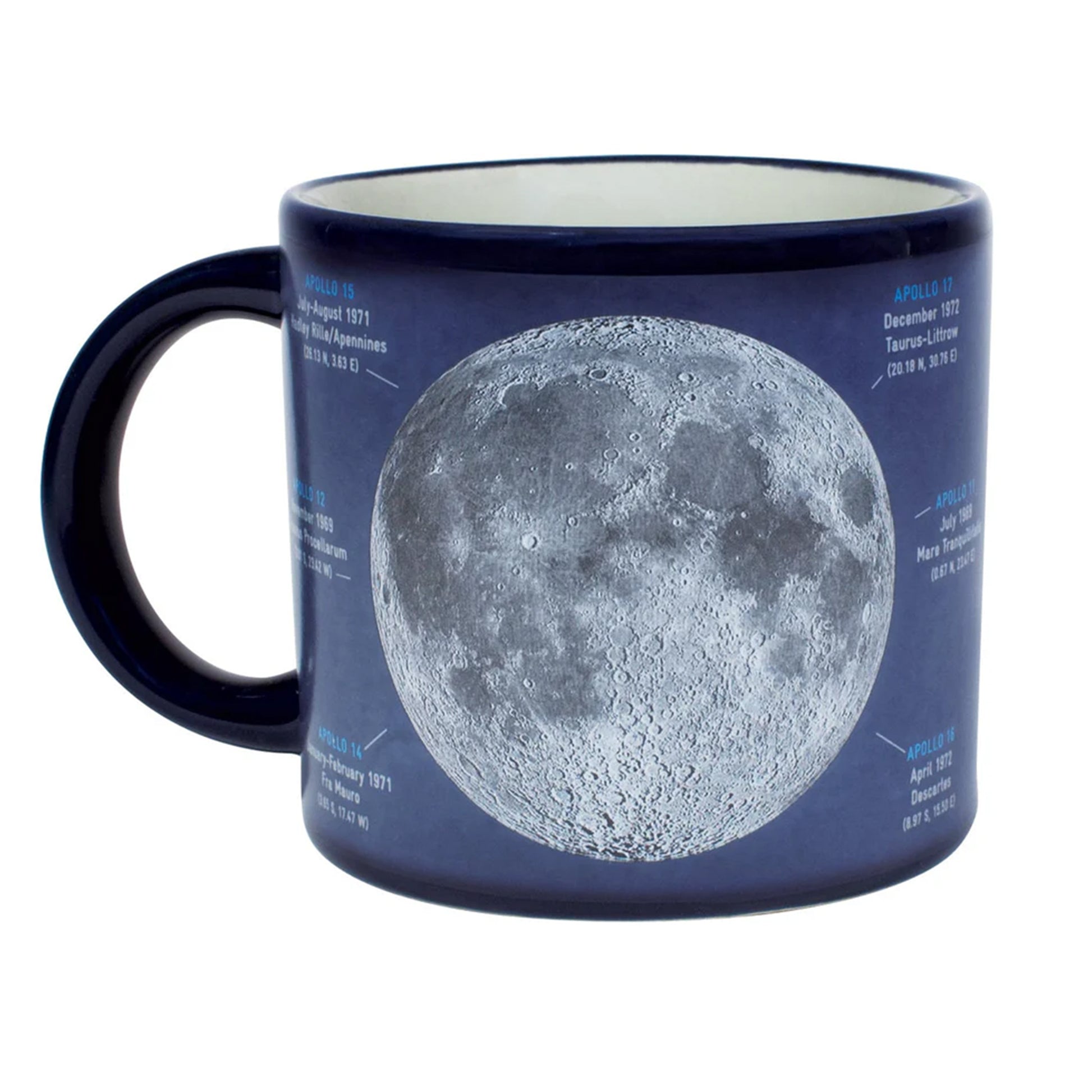 Mug with moon map design on a white background