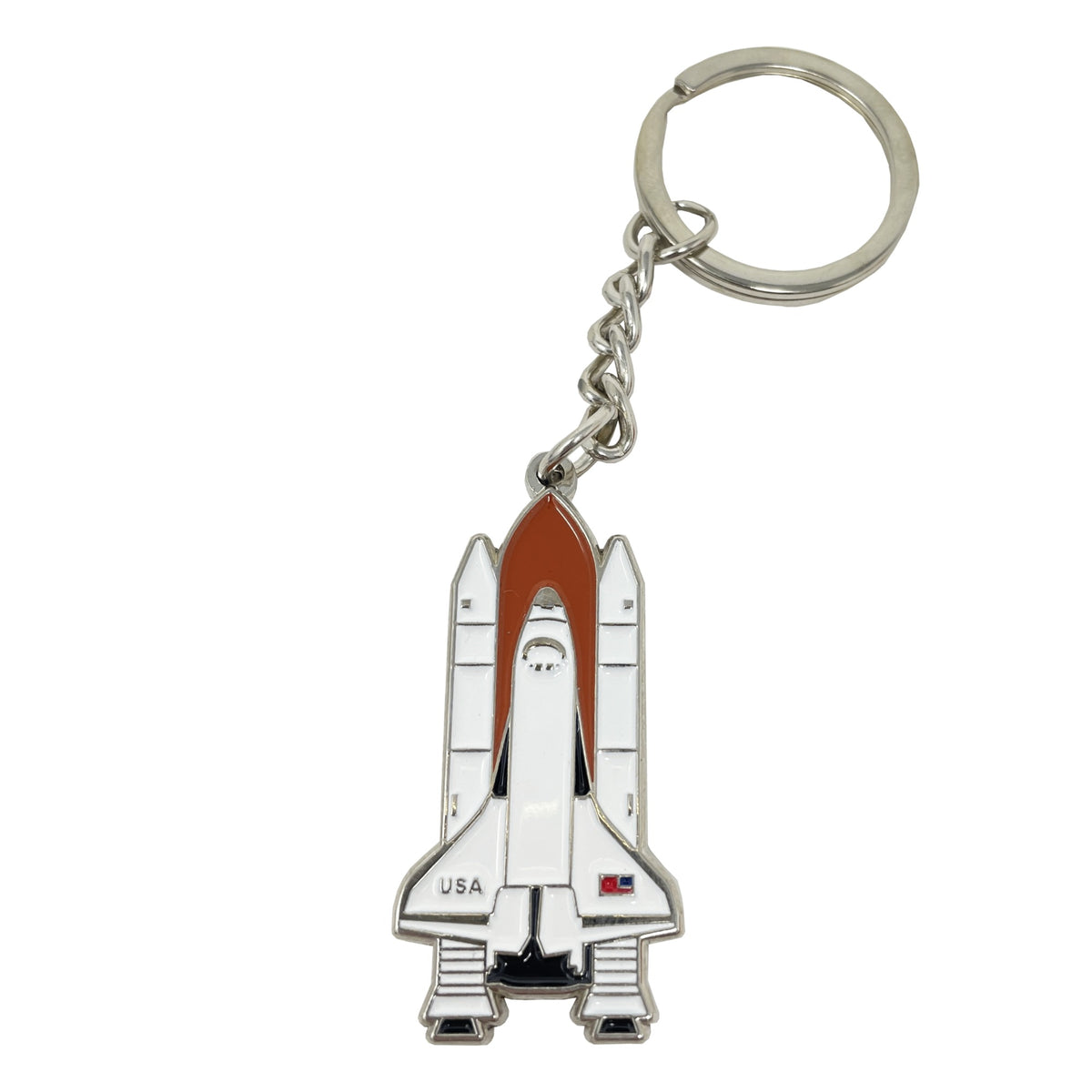 Space shuttle keychain on a white background