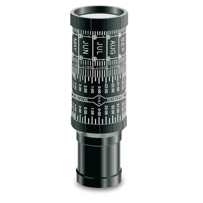Telescopic eyepiece with calendar markings on a white background
