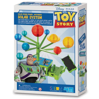 Toy Story solar system model packaging with Buzz Lightyear on a white background