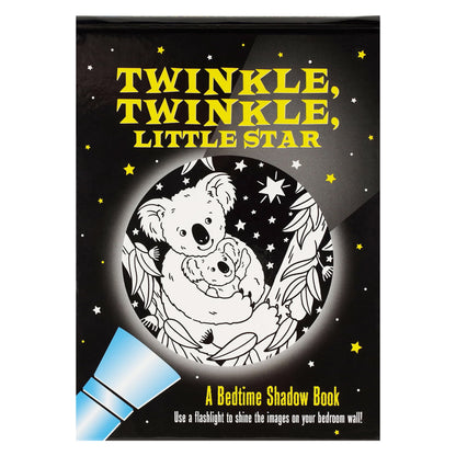 Book cover of 'Twinkle, Twinkle, Little Star' with a koala illustration and flashlight.