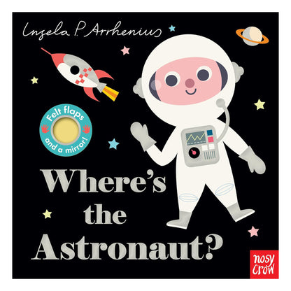Book cover of 'Where's the Astronaut?' with an astronaut illustration and space-themed elements.